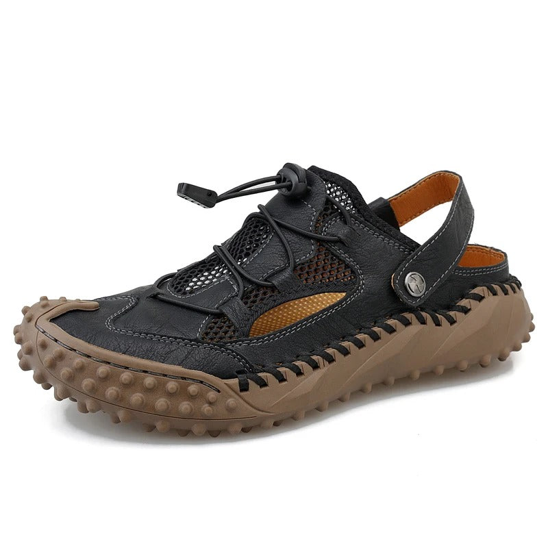 Men’s Breathable Leather Gladiator Sandals – Non-Slip Beach Slippers & Casual Flip Flops
