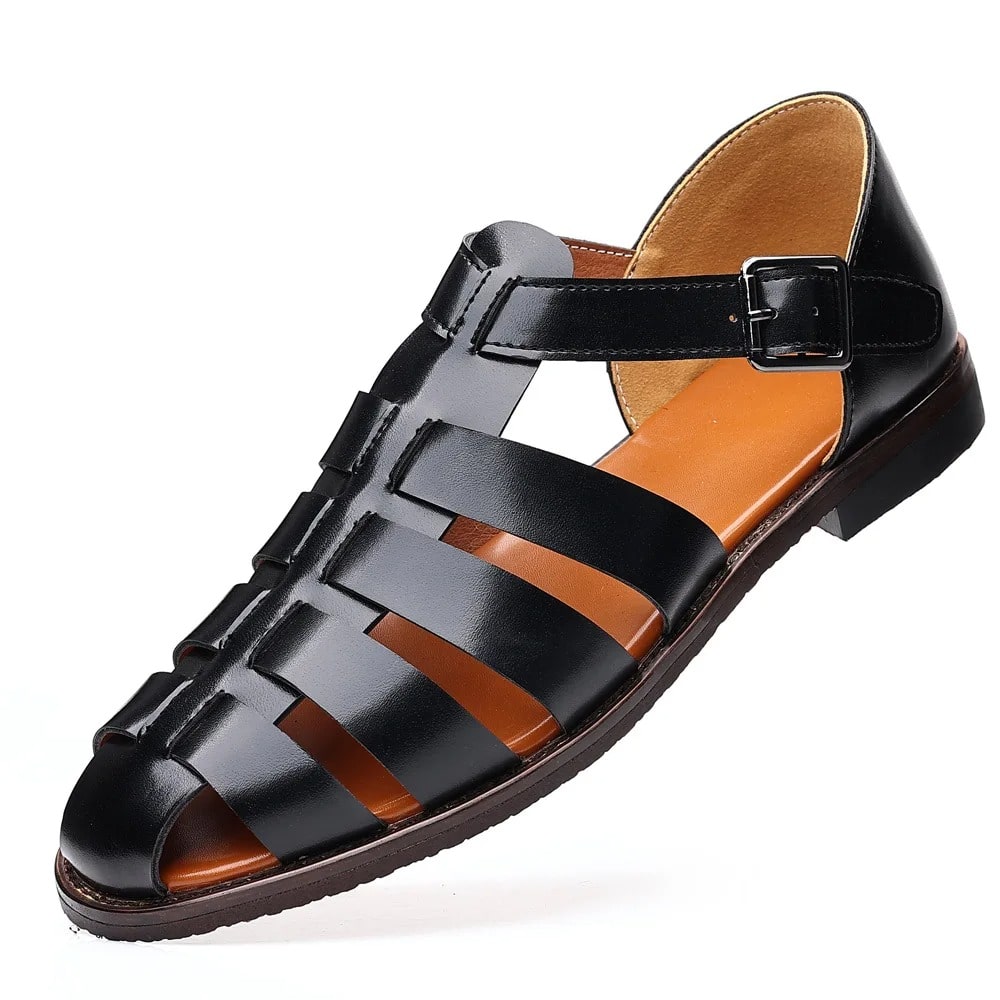 Men’s Fisherman Leather Sandals Roman-Style– Non-Slip Summer Comfort for Outdoor & Casual Wear