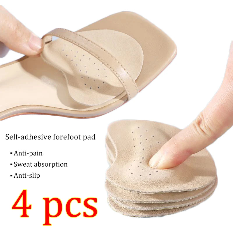 4pcs Genuine Leather Anti-Slip Forefoot Pads High Heels Pain Relief Shoe Cushion Inserts