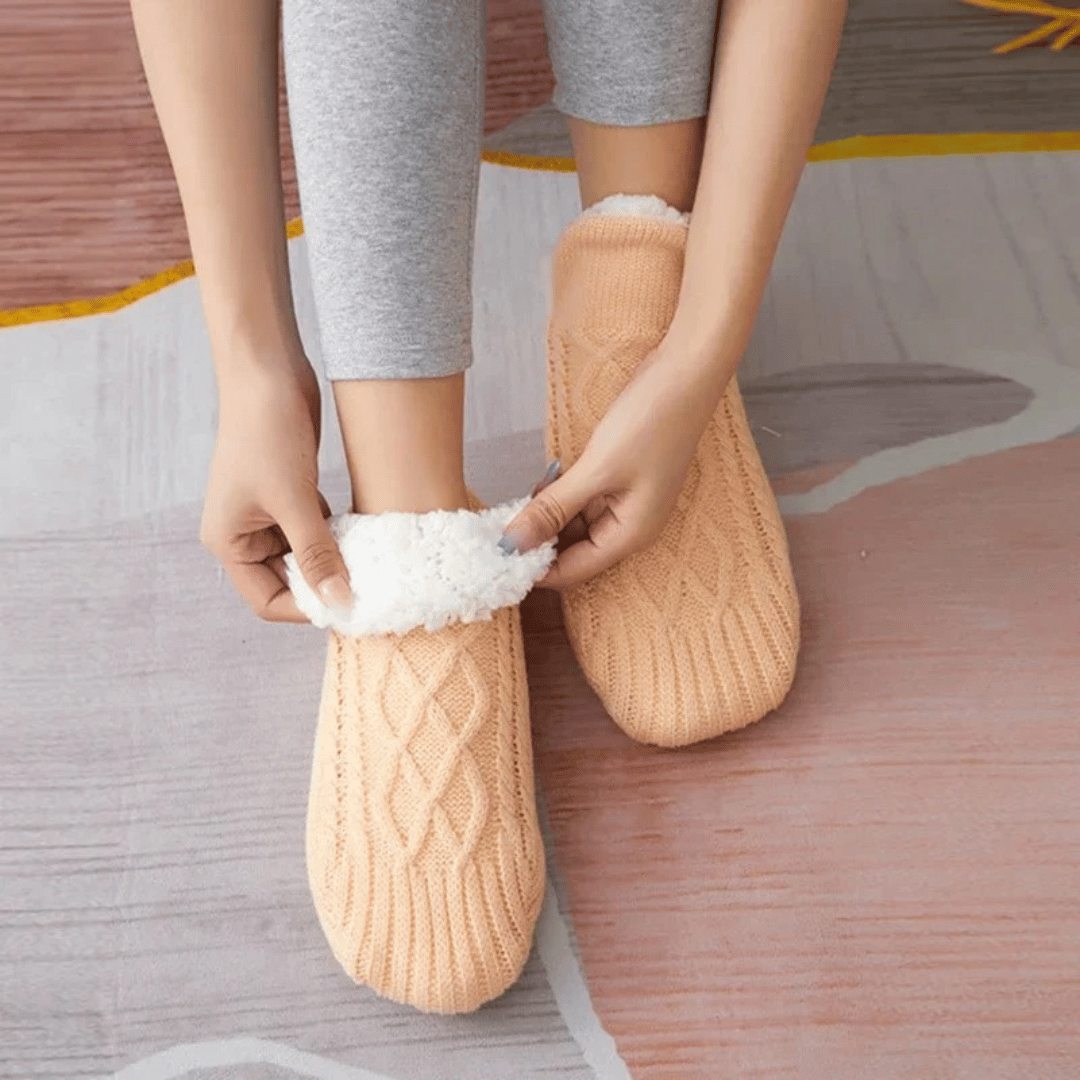VilyVital™ | Warm Winter Cotton Fluffy Socks – Non-Slip Grip Short Thick Soft Socks