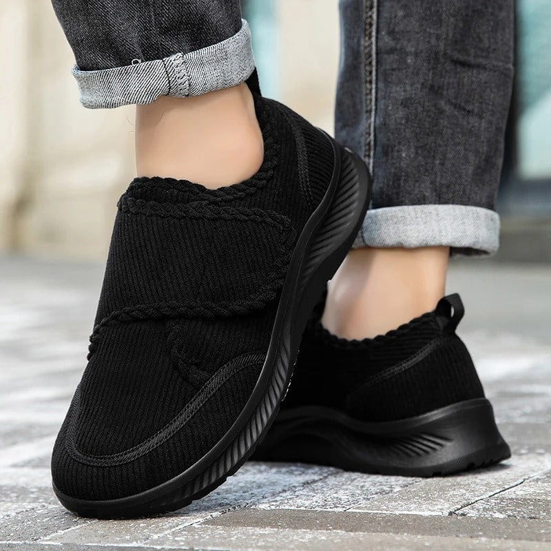 Wide Fit Walking Shoes: Anti-Slip, Plush Lined, Velcro Fastening Comfort - VilyVital