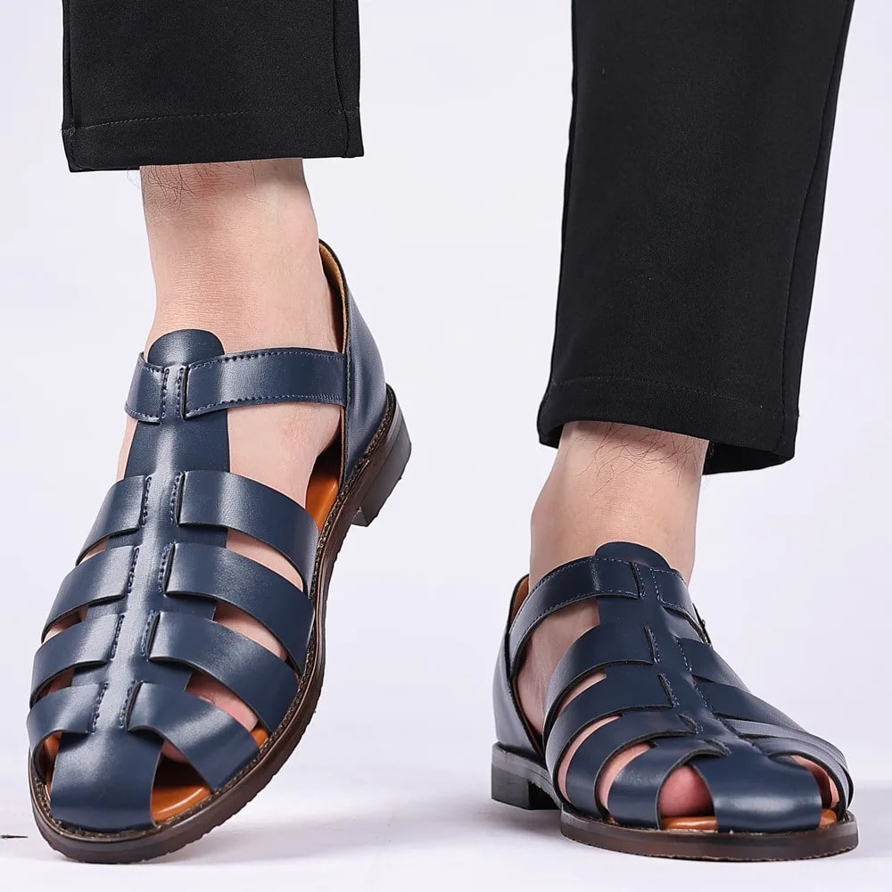 Men’s Fisherman Leather Sandals Roman-Style– Non-Slip Summer Comfort for Outdoor & Casual Wear