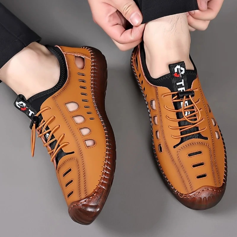 Summer Men’s Soft Leather Sandals – Breathable, Non-Slip & Lightweight Comfort