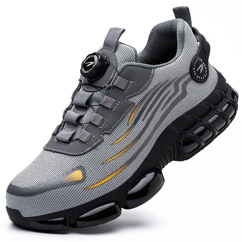 Men’s Breathable Steel Toe Work Shoes – Lightweight Safety Sneakers with Air-Cushioned Sole & Kevlar Midsole