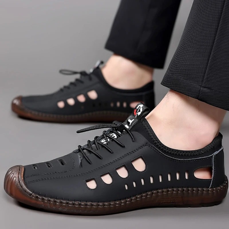 Summer Men’s Soft Leather Sandals – Breathable, Non-Slip & Lightweight Comfort
