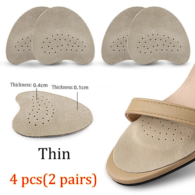 4pcs Genuine Leather Anti-Slip Forefoot Pads High Heels Pain Relief Shoe Cushion Inserts