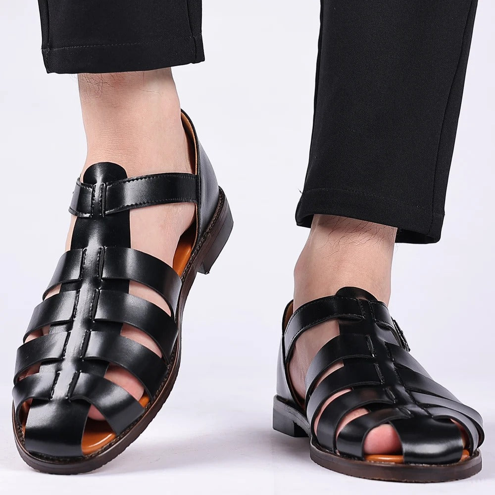 Men’s Fisherman Leather Sandals Roman-Style– Non-Slip Summer Comfort for Outdoor & Casual Wear