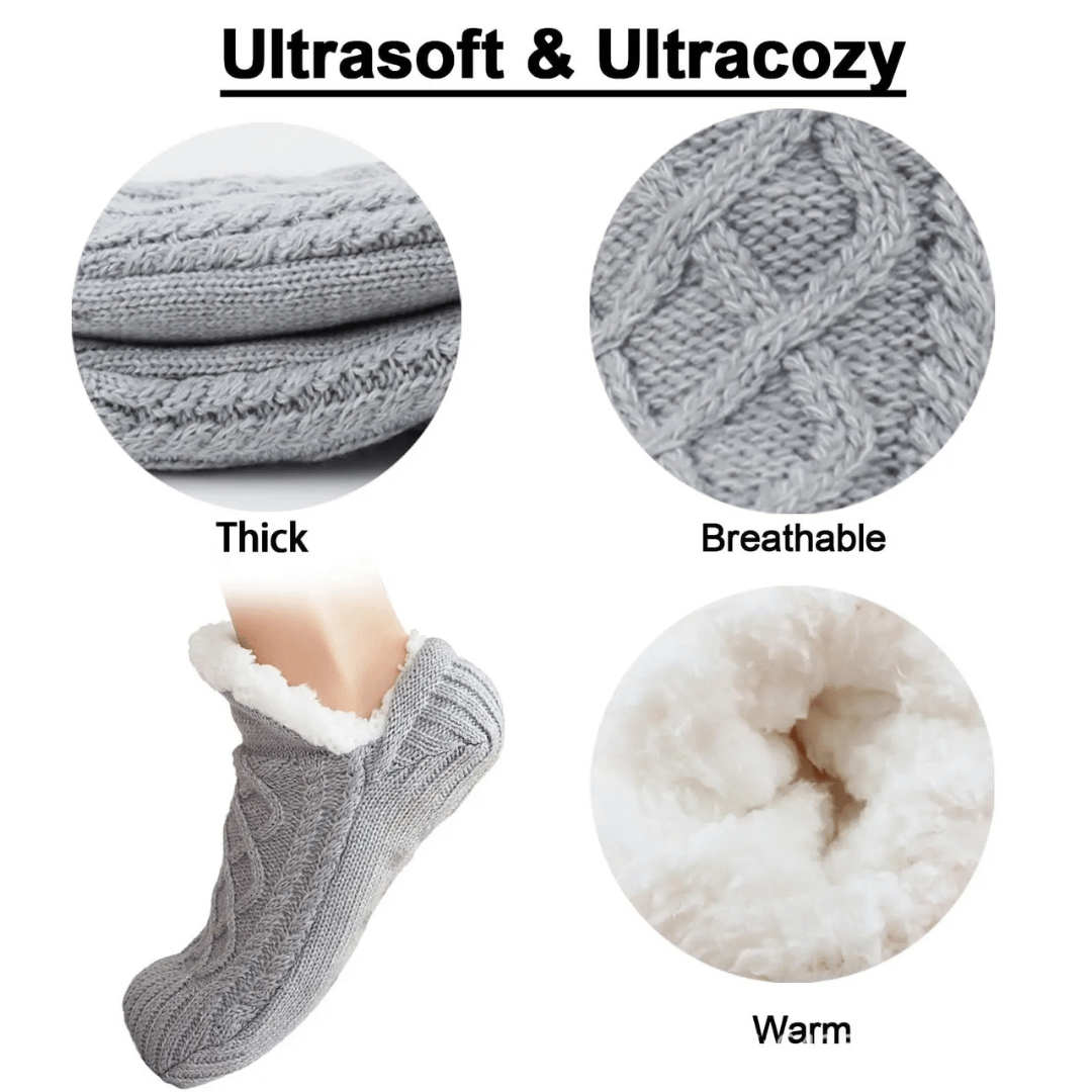 VilyVital™ | Warm Winter Cotton Fluffy Socks – Non-Slip Grip Short Thick Soft Socks