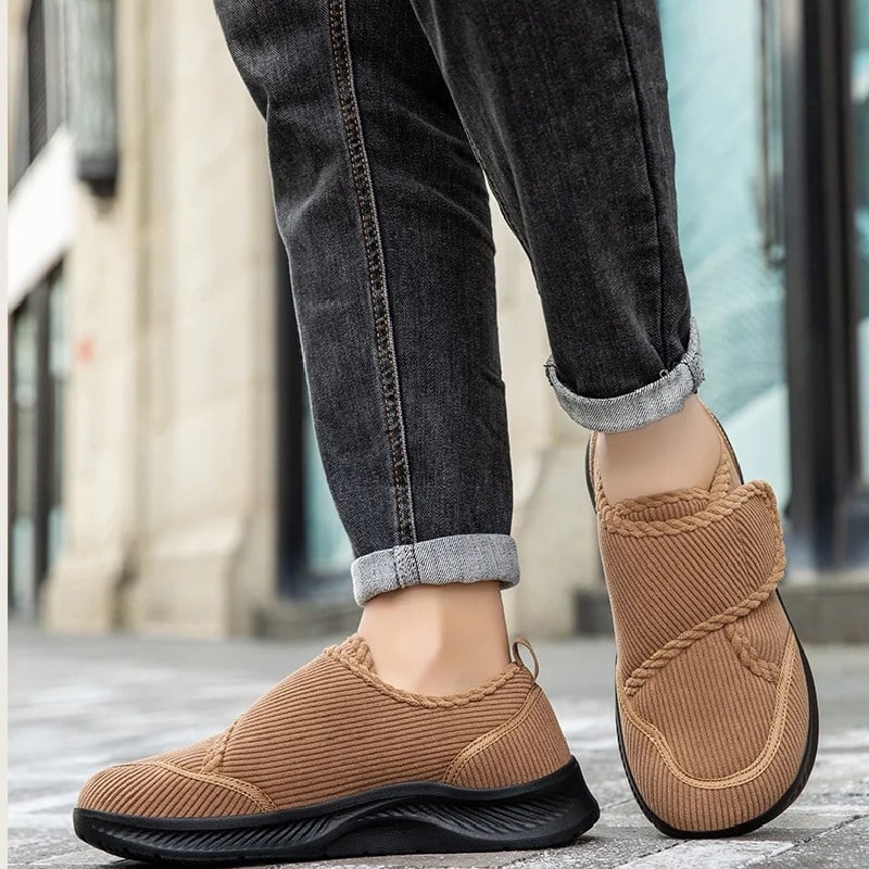 Wide Fit Walking Shoes: Anti-Slip, Plush Lined, Velcro Fastening Comfort - VilyVital