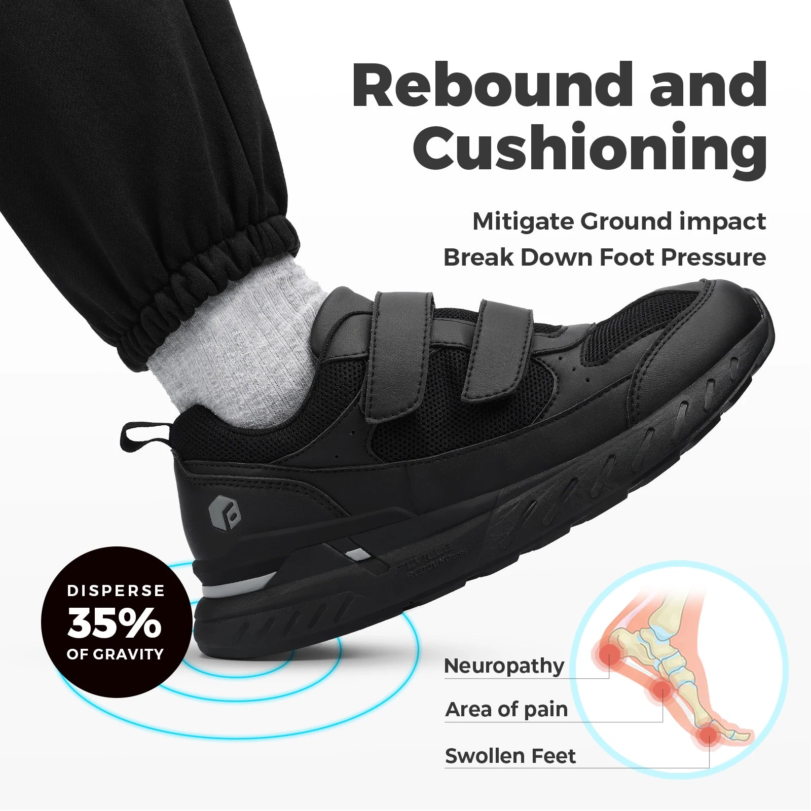 Diabetic Shoes for Men With Adjustable Closure Sneakers for Foot Pain Relief Swollen
