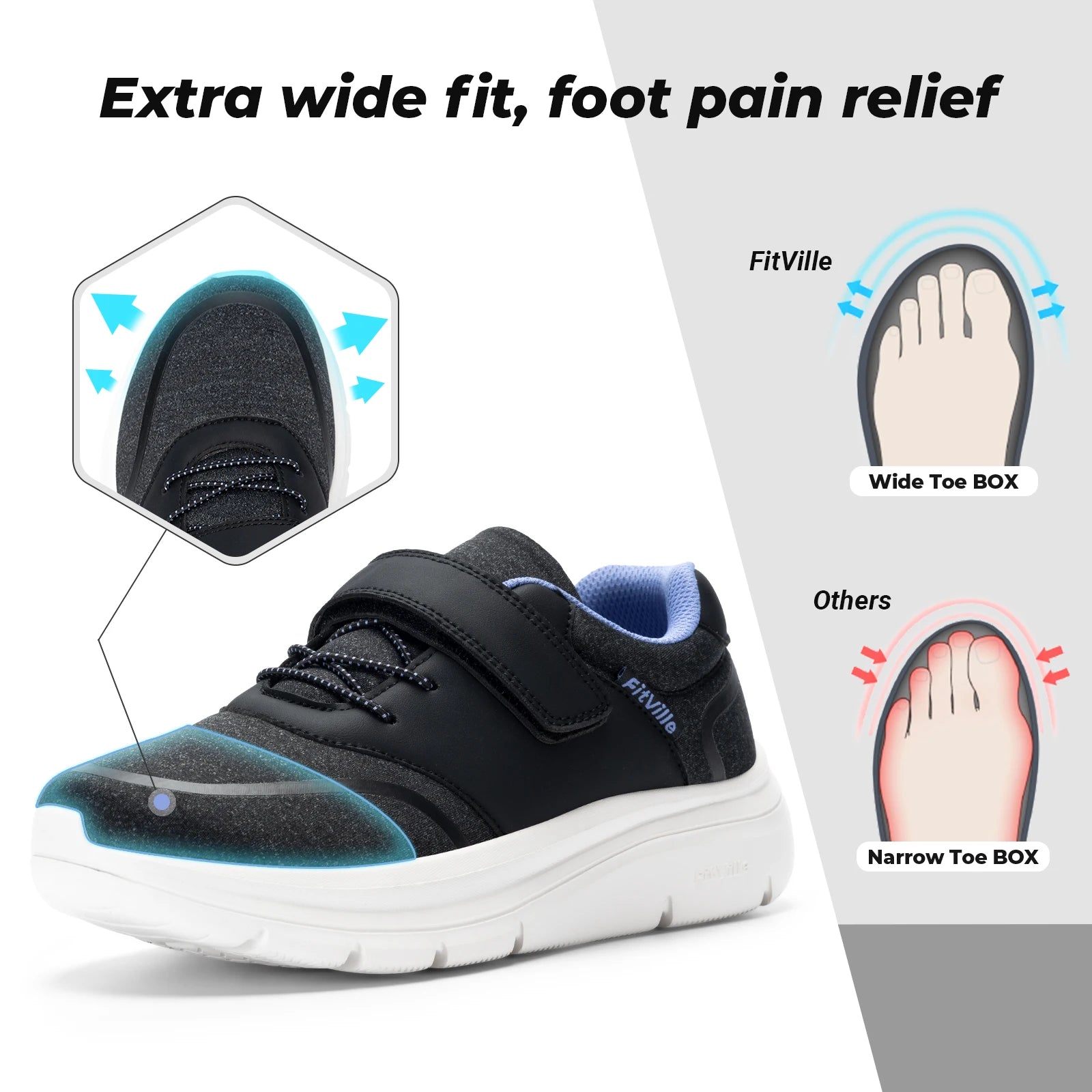 Women's Lightweight Wide Walking Diabetic Sneakers