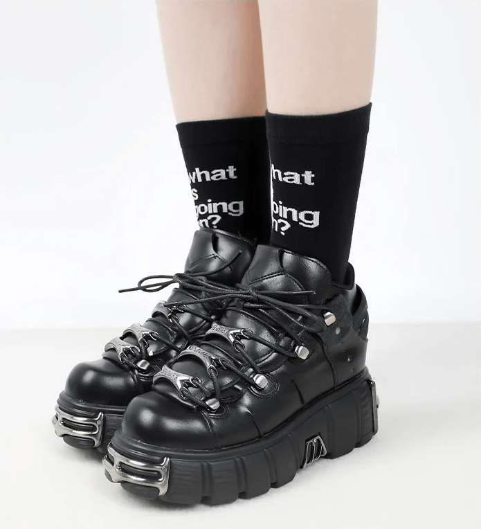 Platform Ankle Boots Women's Chunky Lace-Up Punk & Gothic Combat Style - VilyVital