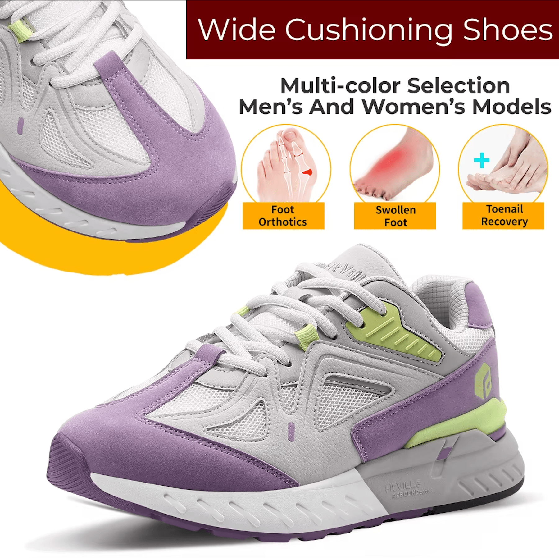 VilyVital™ Extra Wide Orthopedic Walking Shoes – Lightweight Comfort for Foot Pain Relief