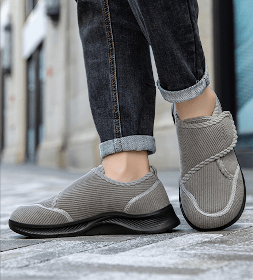 Wide Fit Walking Shoes: Anti-Slip, Plush Lined, Velcro Fastening Comfort - VilyVital