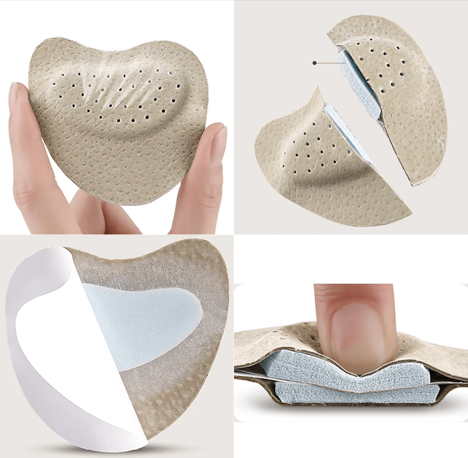 4pcs Genuine Leather Anti-Slip Forefoot Pads High Heels Pain Relief Shoe Cushion Inserts