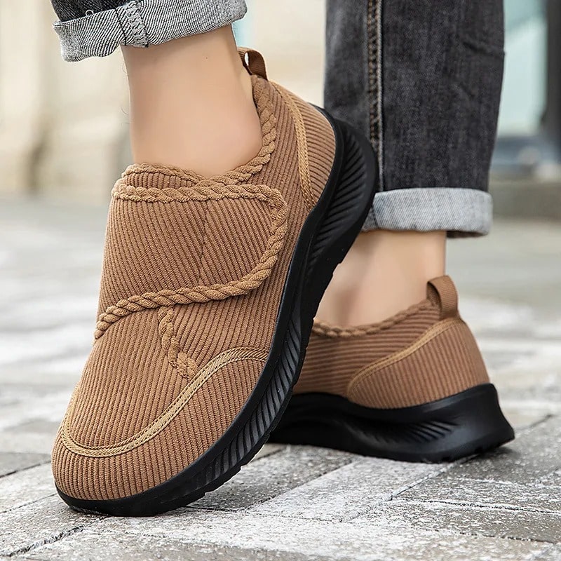 Wide Fit Walking Shoes: Anti-Slip, Plush Lined, Velcro Fastening Comfort - VilyVital
