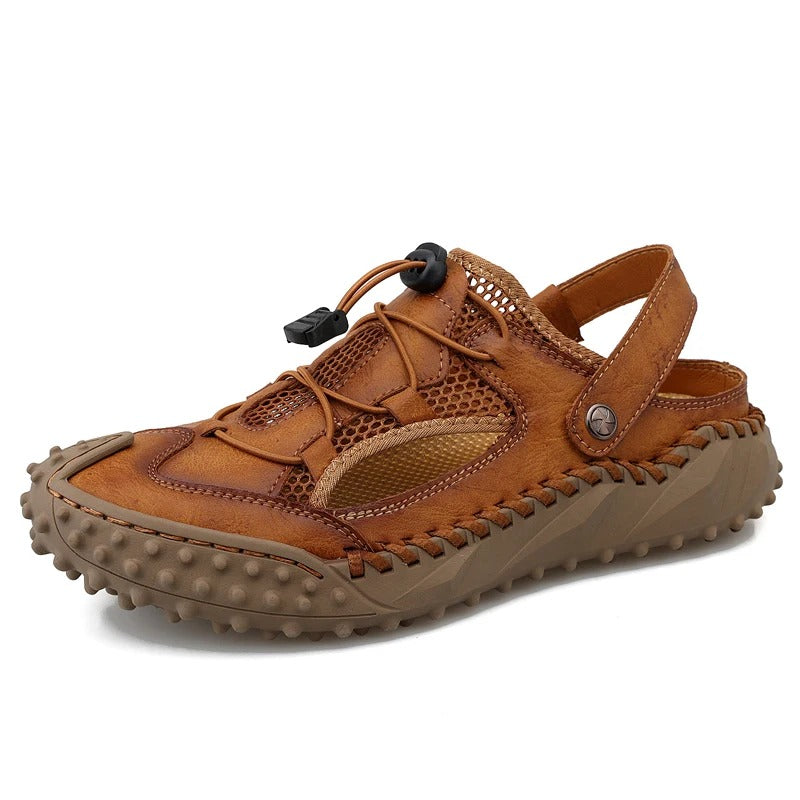 Men’s Breathable Leather Gladiator Sandals – Non-Slip Beach Slippers & Casual Flip Flops