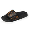 Side view of VilyVital men’s summer brown leather sandals with grey print