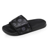 Side view of VilyVital men’s summer black leather sandals with grey print